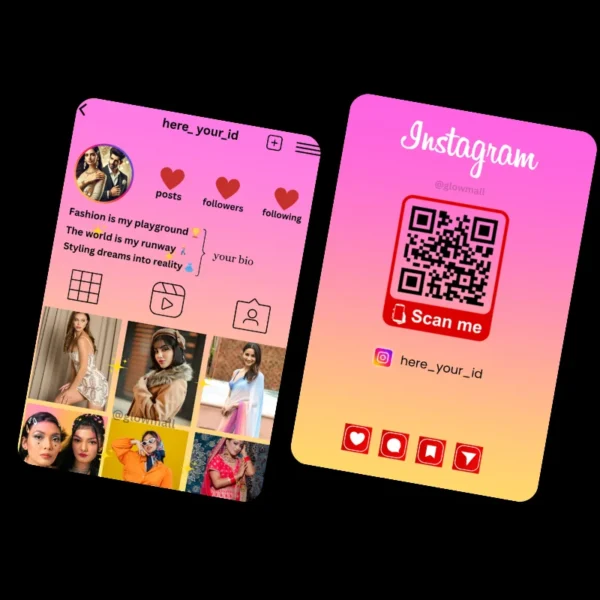 Instagram Profile ID Card - Sublimation Printed Custom Social Media Visiting Card | Premium Waterproof Bio Link Visiting Card