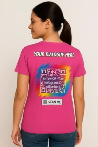 Pink Instagram QR Code T-Shirt with Custom Dialogue | Social Media Tee for Men & Women | Glow Mall – Dil Se, Aapke Liye