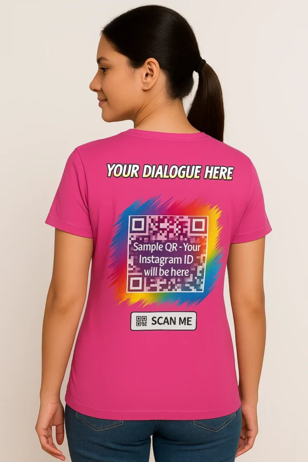 Pink Instagram QR Code T-Shirt with Custom Dialogue | Social Media Tee for Men & Women | Glow Mall - Dil Se, Aapke Liye