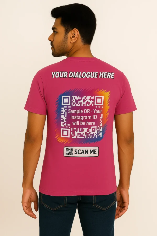 Customized Pink T-Shirt with Instagram QR Code & Personalized Dialogue – Glow Mall