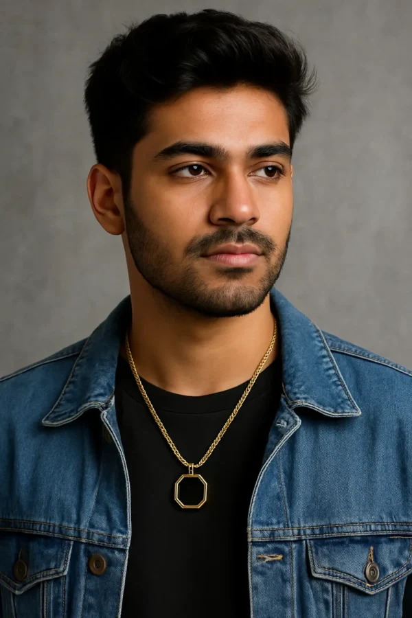 Men's artificial gold round chain fashion jewelry | Glow Mall | Gold-tone alloy chain with lobster clasp for parties and daily wear.