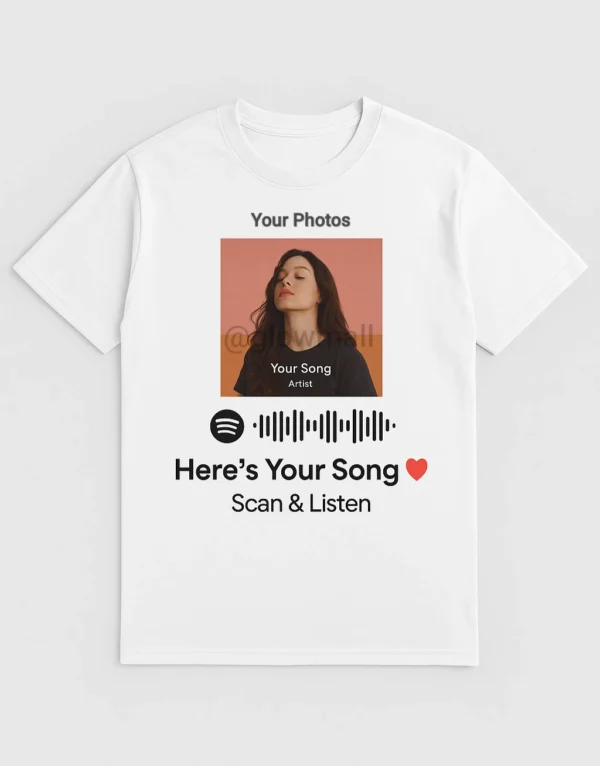 Customized Spotify Song T-shirt – Premium Quality QR Code Music Tee