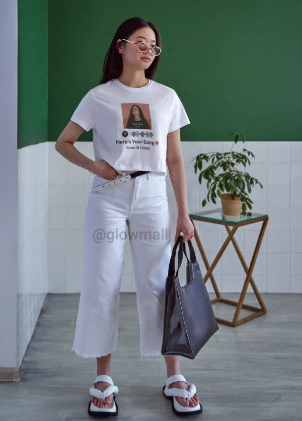 Customized Spotify Song QR T-Shirt for Girls – Scan & Listen – Glow Mall