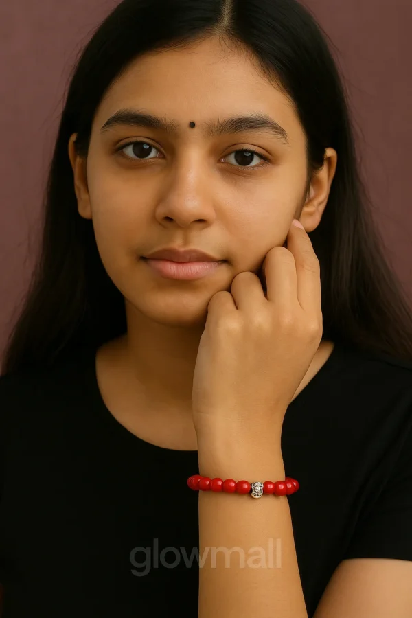 Red Jasper Stone & Rudraksha Healing Bracelet for Men and Women – Spiritual Energy Beads by Glow Mall