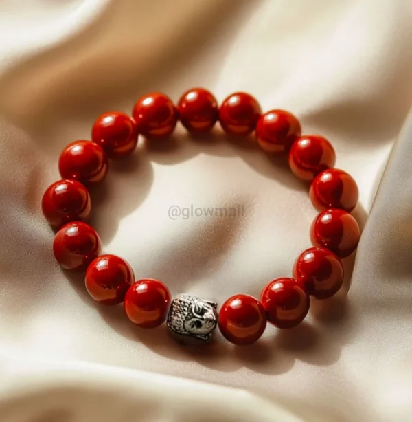 Rudraksha Red Jasper Healing Bracelet for Men & Women – Energy & Positivity Spiritual Jewelry by Glow Mall