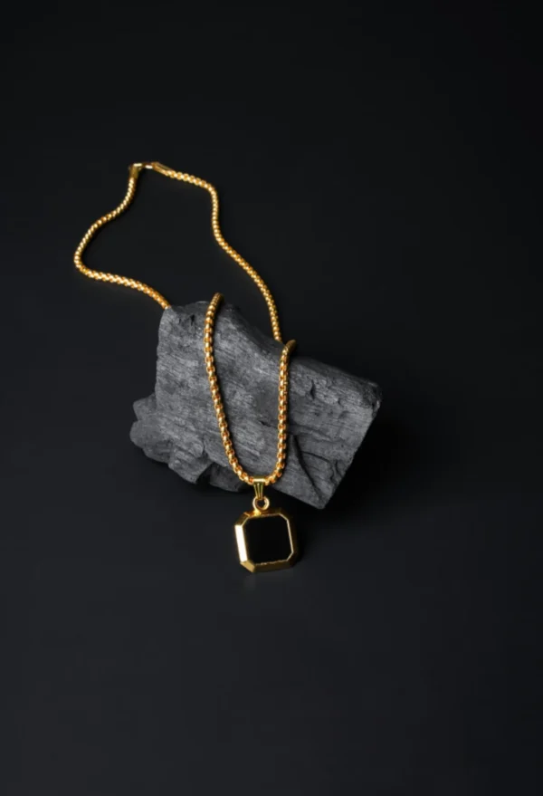 His & Hers Black Square Pendant Set – Matching Couple Necklaces with Gift Box - Image 3