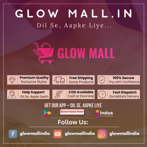 Glow Mall Brand Poster with App Download Links, Premium Offers & Social Media Handles