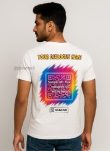 Insta QR Code Printed T-Shirt with Hindi Dialogues | Scan & Follow Profile | Trendy Social Media Tee