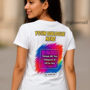 glow-mall-instagram-qr-code-girls-tshirt-hindi Custom Hindi Dialogue T-Shirt with Instagram QR Code – Girls White Sublimation Tee by Glow Mall