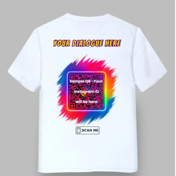 Instagram QR Code Printed T-Shirt with Hindi Dialogues | Scan & Follow Profile | Trendy Social Media Tee - Image 2
