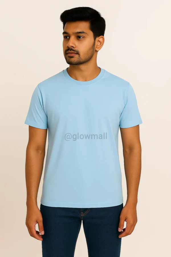 Customized Sky Blue T-Shirt for Men with Instagram QR Code & Dialogue – Glow Mall