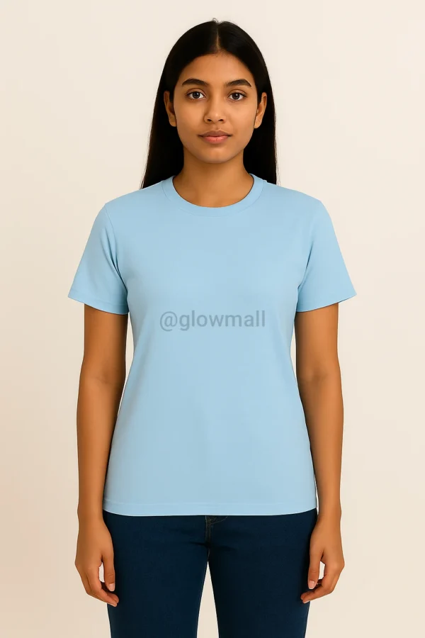 Customized Sky Blue Girls T-Shirt with Instagram QR Code & Personalized Dialogue – Glow Mall