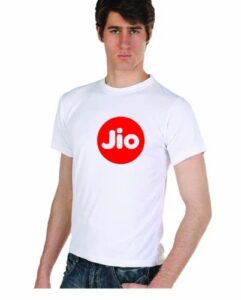 Jio Logo Printed White T-Shirt for Staff & Retailers | Corporate Polyester Uniform (160 GSM)