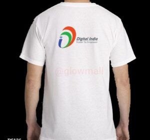 CSC VLE White Printed T-Shirt for Men | Common Service Centre Polyester Tee (160 GSM)