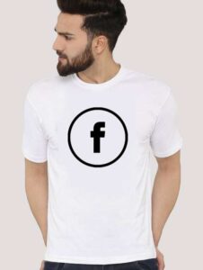 Glow Mall Facebook Logo T-Shirt for Men | Social Media Graphic Tee (White & Yellow)