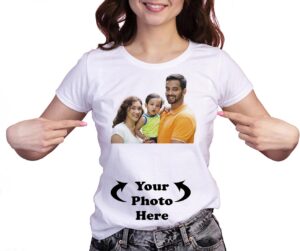 Glow Mall Girls’ Custom Printed T-Shirt – 160 GSM Polyester – White, Pink, Blue – Upload Your Design | Slim Fit