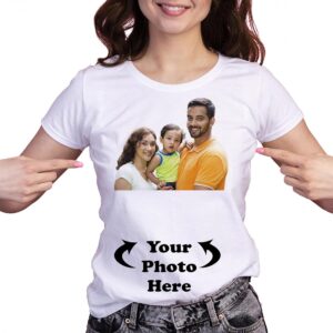 A plain white polyester t-shirt for girls from Glow Mall, shown as a blank canvas ready for custom design and printing.