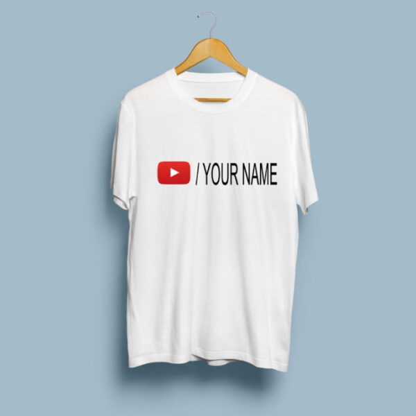 Glow Mall custom YouTube Channel name printed white T-shirt – sublimation on 160 GSM polyester