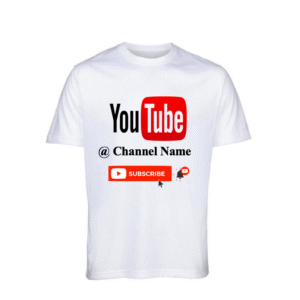 Glow Mall custom YouTube subscribe button printed white T-shirt – sublimation for creators