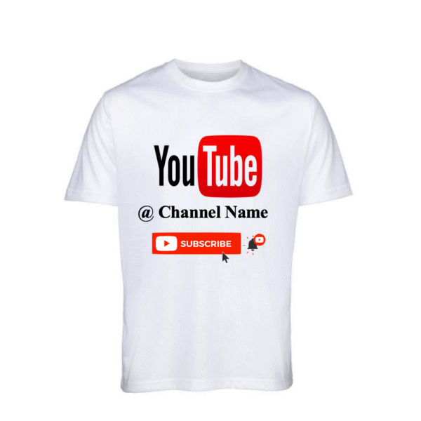 Glow Mall custom YouTube subscribe button printed white T-shirt – sublimation for creators