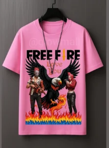 Glow Mall Free Fire Graphic Printed T-Shirt for Men & Girls | Unisex Polyester Gamer Tee (160 GSM)