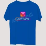 Glow Mall Custom Instagram Username Printed T-Shirt – White, Blue & Yellow | 160 GSM Polyester | Sublimation Design