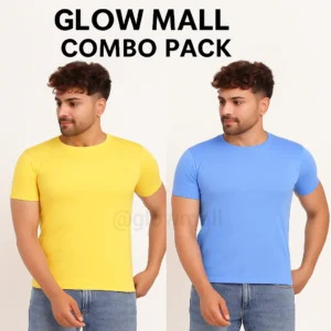 Glow Mall Men’s Stylish T-Shirt Combo | Pack of 2 (Vibrant Yellow & Cool Blue) | Perfect for Casual Wear