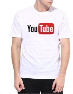 Glow Mall Premium White YouTube Logo Printed Round Neck T-Shirt – Sublimation Polyester (160 GSM)