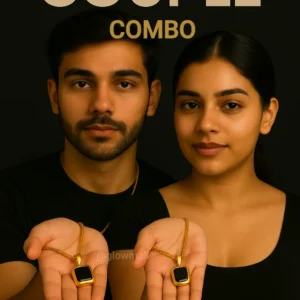 His and Hers Black Square Pendant Necklace Set – Matching Couple Jewelry | Glow Mall