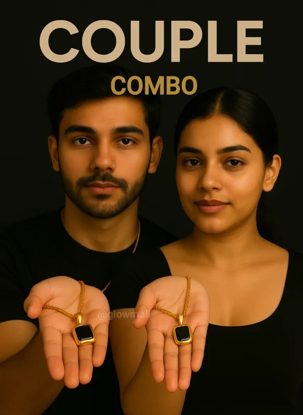 His and Hers Black Square Pendant Necklace Set – Matching Couple Jewelry | Glow Mall