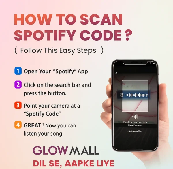 How to Scan Spotify Code on Glow Mall Customized Products – QR Code Scan Guide Poster