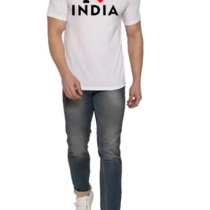 I Love My India Printed White Half Sleeve Men’s T-Shirt – 160 GSM Polyester | Independence & Republic Day Special