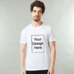 Glow Mall Men’s Custom Printed Polyester T-Shirt – 160 GSM – White, Pink, Yellow, Blue – Print Your Own Design