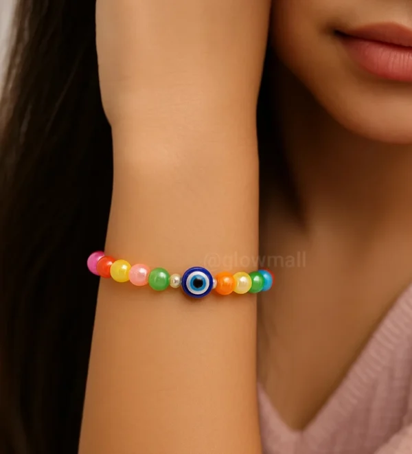 Multicolor Pearl & Evil Eye Protection Bracelet for Men and Women – Glow Mall Spiritual Jewelry