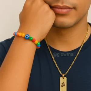 Buy Om Pendant Necklace and Evil Eye Protection Bracelet Combo - Glow Mall