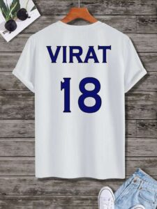 Virat Kohli 18 Indian Cricket Team Fan T-Shirt for Men | Breathable Polyester Jersey, 160 GSM