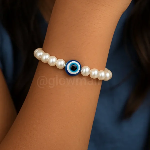 Women’s Evil Eye & Pearl Beads Bracelet – Spiritual Raksha Jewelry by Glow Mall