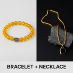Divine Energy Combo: Natural Citrine Bracelet + Black Square Pendant Necklace