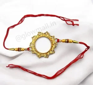 Glow Mall Antique Gold Personalized Photo Rakhi | Elegant Rakshabandhan Gift