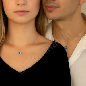 Glow Mall Evil Eye Couple Necklace Combo | Matching Gold-Plated Pendants for Protection
