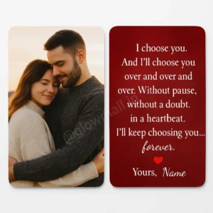 Romantic love PVC wallet card with photo and forever message