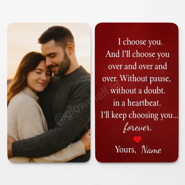 Romantic love PVC wallet card with photo and forever message