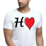 Glow Mall White Polyester (H,P,J) Heart T-Shirt | Premium Sublimation Print | Lifetime Washable