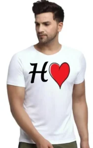 Glow Mall White Polyester (H,P,J) Heart T-Shirt | Premium Sublimation Print | Lifetime Washable