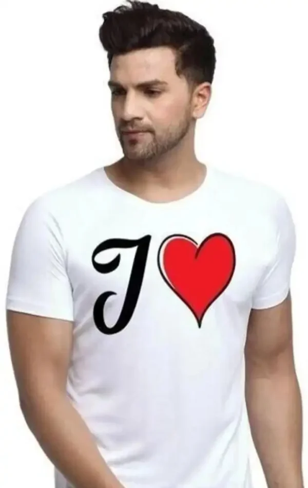 Glow Mall Premium White Polyester J Heart T-Shirt | Sublimation Printed | Lifetime Washable