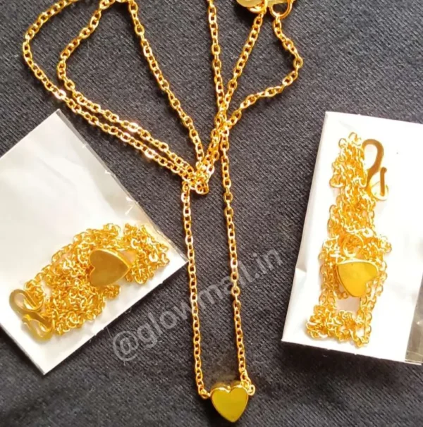 Gold-Plated Mini Heart Pendant Necklace with Chain – Glow Mall - Image 3