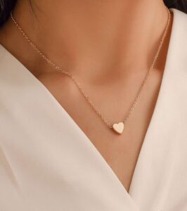 Gold-Plated Mini Heart Pendant Necklace with Chain – Glow Mall