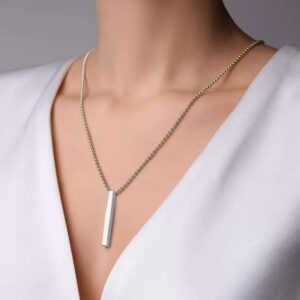 Glow Mall Stainless Steel Silver Pendant with Glossy Finish & Chain – Unisex Necklace for Men & Women