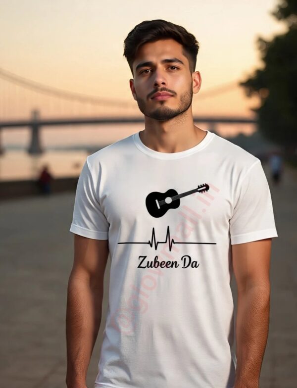 Zubeen Da Tribute T-Shirt | Guitar & Heartbeat Print | Memorial Tee