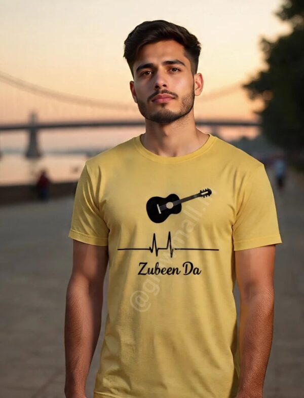 Zubeen Da Tribute T-Shirt | Guitar & Heartbeat Print | Memorial Tee - Image 3